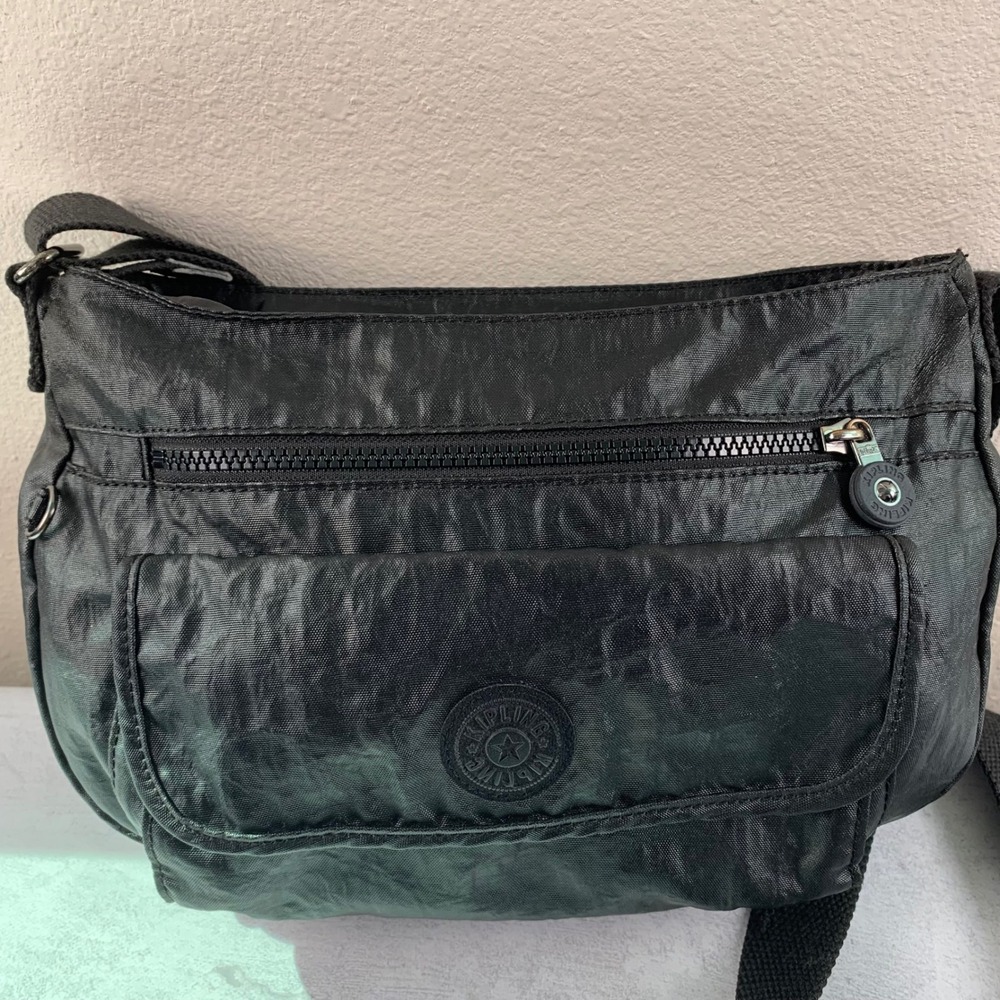 Kipling Machida Medium Crossbody Bag Black Nylon Multi Pocket Travel Organizer
